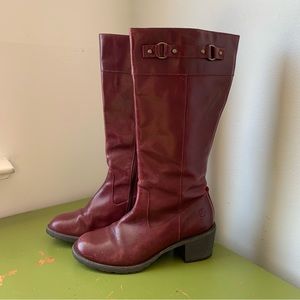 Dr Doc Martens Red Heeled Tall Boots Zippered Women's 8 US Marcella Oxblood